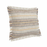HomeRoots 20" X 20" Taupe Gray Yellow And Navy 100% Cotton Striped Zippered Pillow