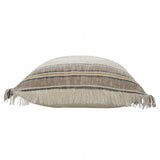 HomeRoots 20" X 20" Taupe Gray Yellow And Navy 100% Cotton Striped Zippered Pillow