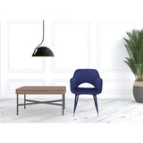 HomeRoots 22" Ocean Blue Velvet And Gold Solid Color Parsons Chair - 22
