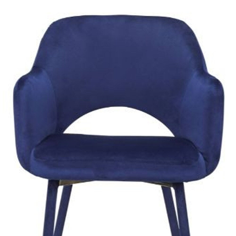 HomeRoots 22" Ocean Blue Velvet And Gold Solid Color Parsons Chair - 22