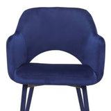 HomeRoots 22" Ocean Blue Velvet And Gold Solid Color Parsons Chair - 22