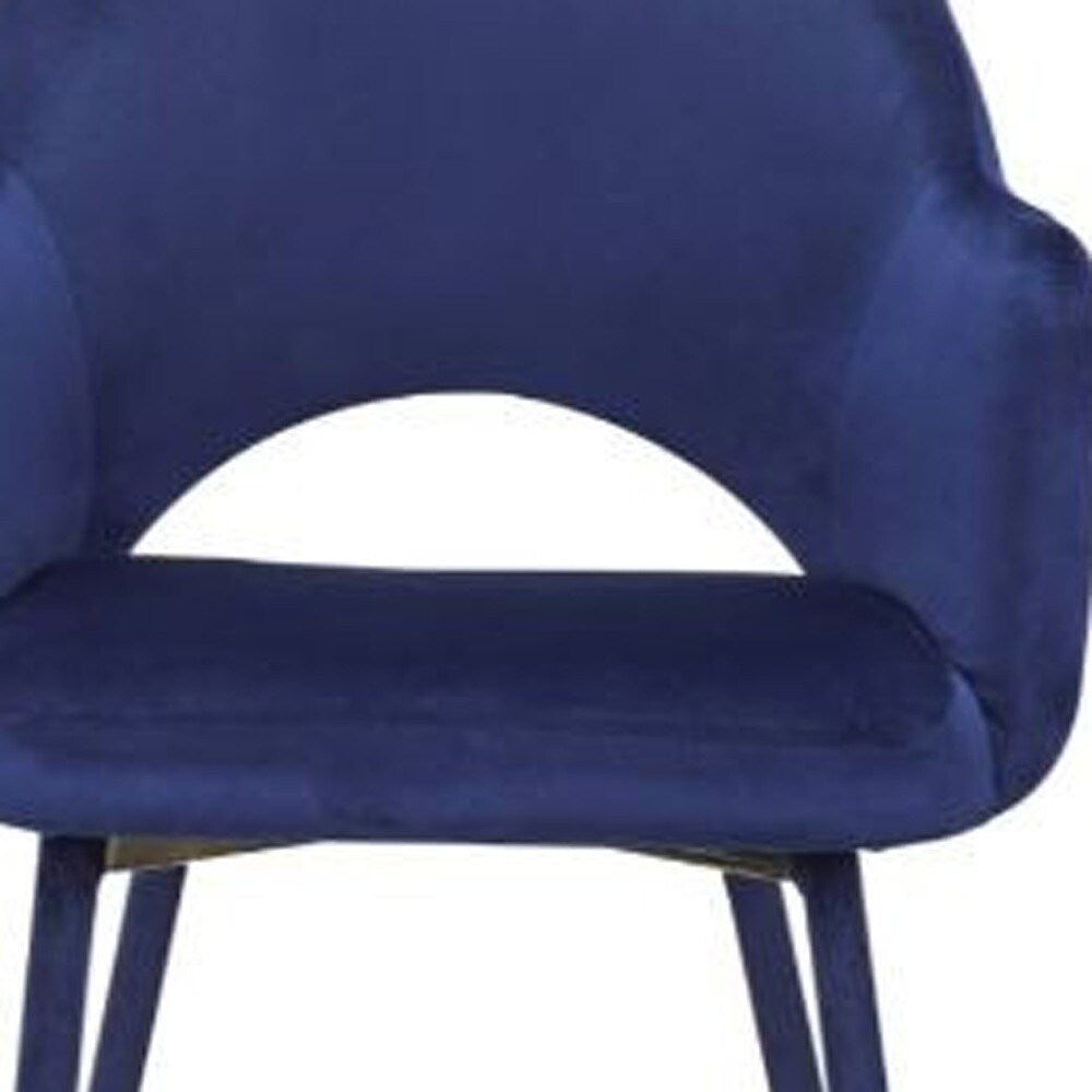 HomeRoots 22" Ocean Blue Velvet And Gold Solid Color Parsons Chair - 22