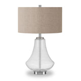 HomeRoots 23" Nickel Glass Table Lamp With Flax Drum Shade - 15
