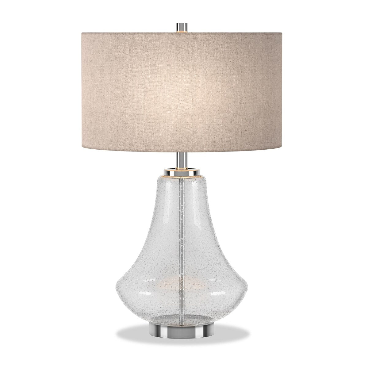 HomeRoots 23" Nickel Glass Table Lamp With Flax Drum Shade - 15