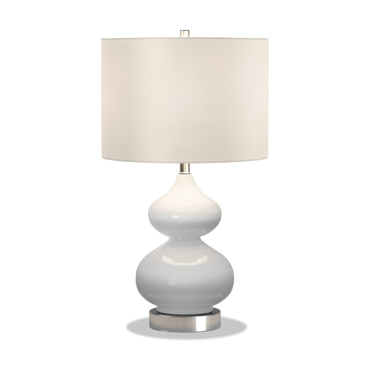 HomeRoots 23" White and Silver Glass Table Lamp With White Drum Shade - 13