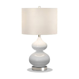 HomeRoots 23" White and Silver Glass Table Lamp With White Drum Shade - 13