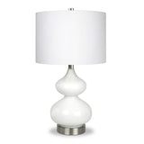 HomeRoots 23" White and Silver Glass Table Lamp With White Drum Shade - 13