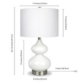 HomeRoots 23" White and Silver Glass Table Lamp With White Drum Shade - 13