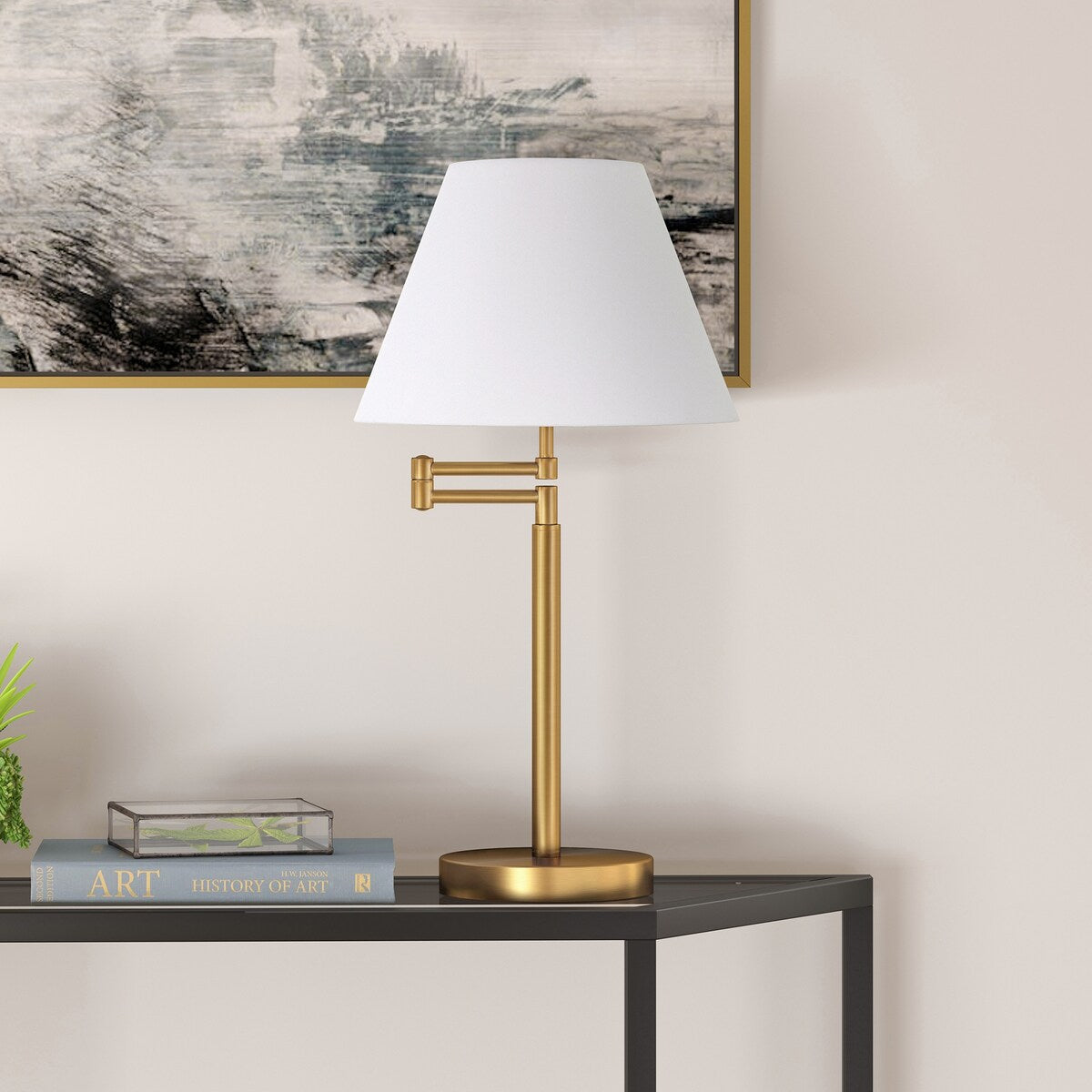 HomeRoots 25" Gold Metal Table Lamp With White Empire Shade - 13