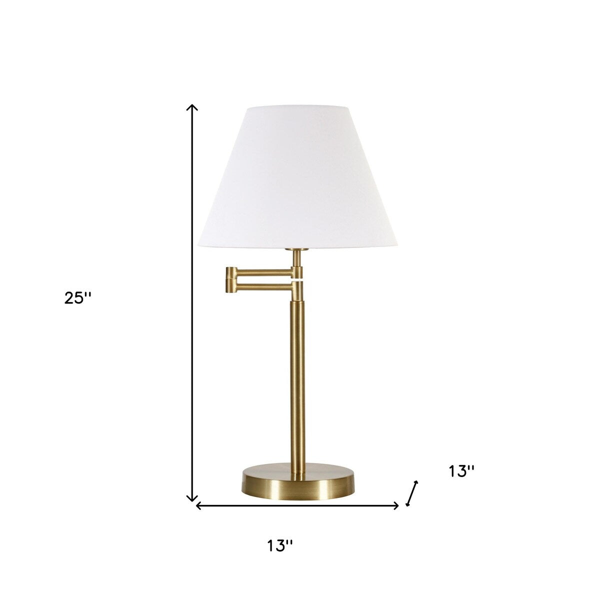 HomeRoots 25" Gold Metal Table Lamp With White Empire Shade - 13