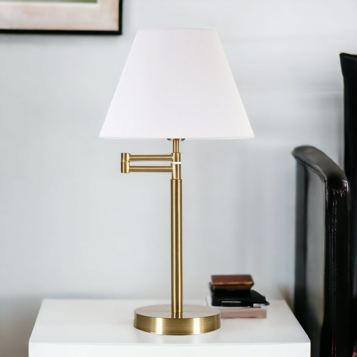 HomeRoots 25" Gold Metal Table Lamp With White Empire Shade - 13