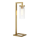HomeRoots 26" Brass Metal Arched Table Lamp With Clear Cylinder Shade - 8