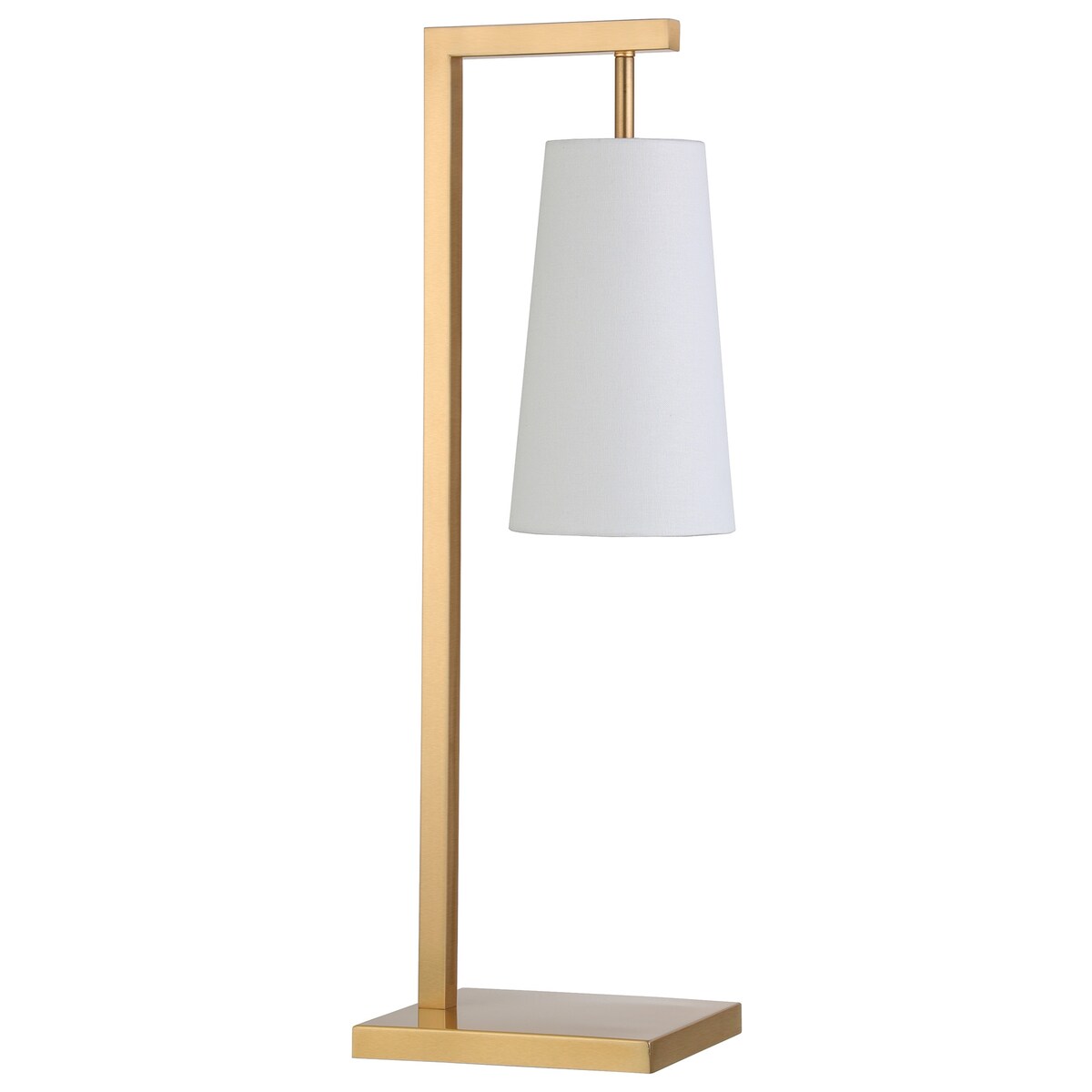 HomeRoots 26" Brass Metal Desk Table Lamp With White Cone Shade - 9