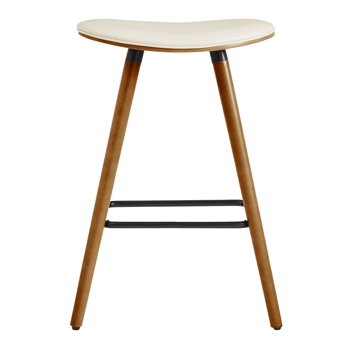 HomeRoots 26" Cream Faux Leather Backless Wooden Bar Stool - 19