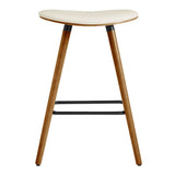 HomeRoots 26" Cream Faux Leather Backless Wooden Bar Stool - 19