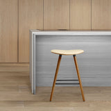 HomeRoots 26" Cream Faux Leather Backless Wooden Bar Stool - 19