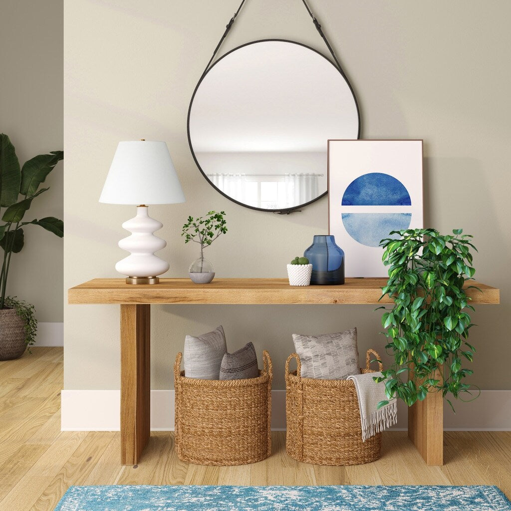 HomeRoots 26" Gold and White Glass Table Lamp With White Empire Shade - 16