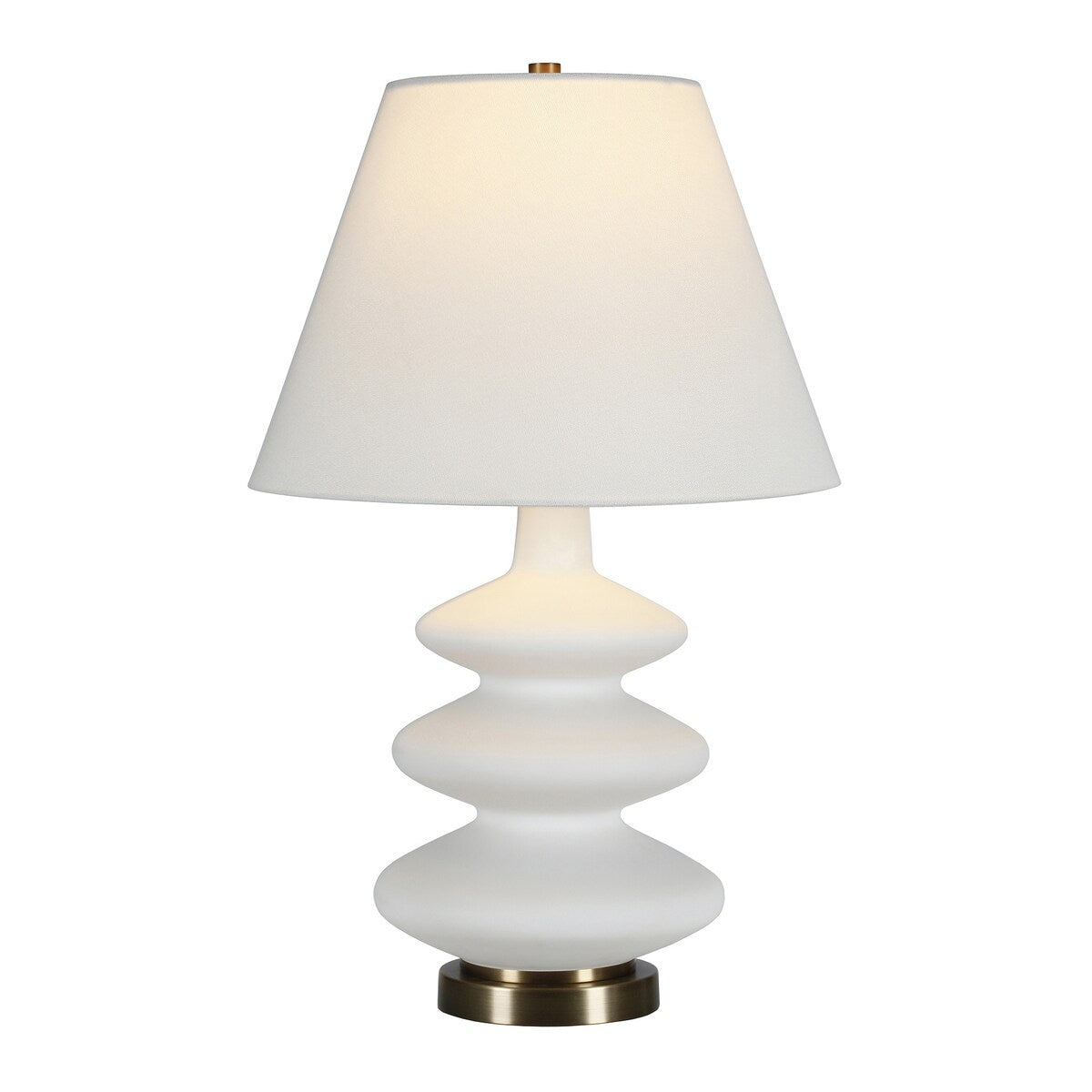 HomeRoots 26" Gold and White Glass Table Lamp With White Empire Shade - 16