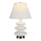 HomeRoots 26" Gold and White Glass Table Lamp With White Empire Shade - 16