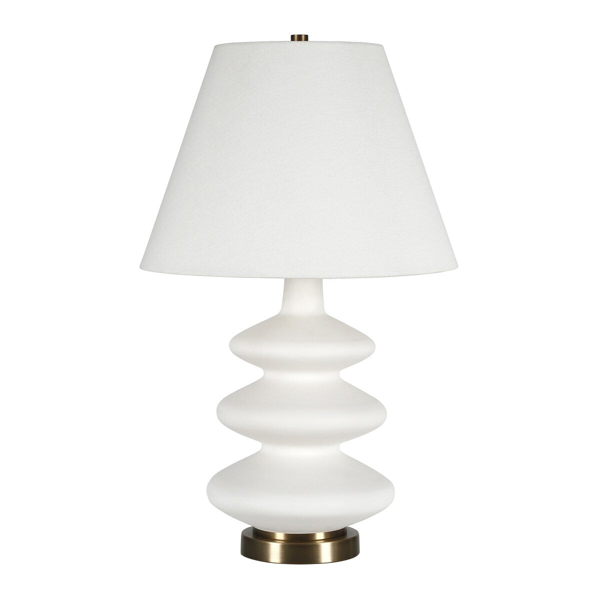 HomeRoots 26" Gold and White Glass Table Lamp With White Empire Shade - 16