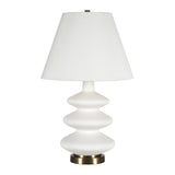 HomeRoots 26" Gold and White Glass Table Lamp With White Empire Shade - 16