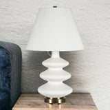 HomeRoots 26" Gold and White Glass Table Lamp With White Empire Shade - 16
