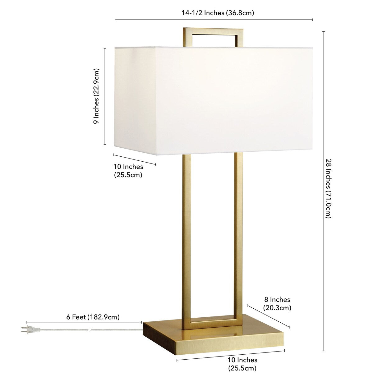 HomeRoots 28" Brass Metal Table Lamp With White Shade - 14