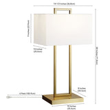 HomeRoots 28" Brass Metal Table Lamp With White Shade - 14