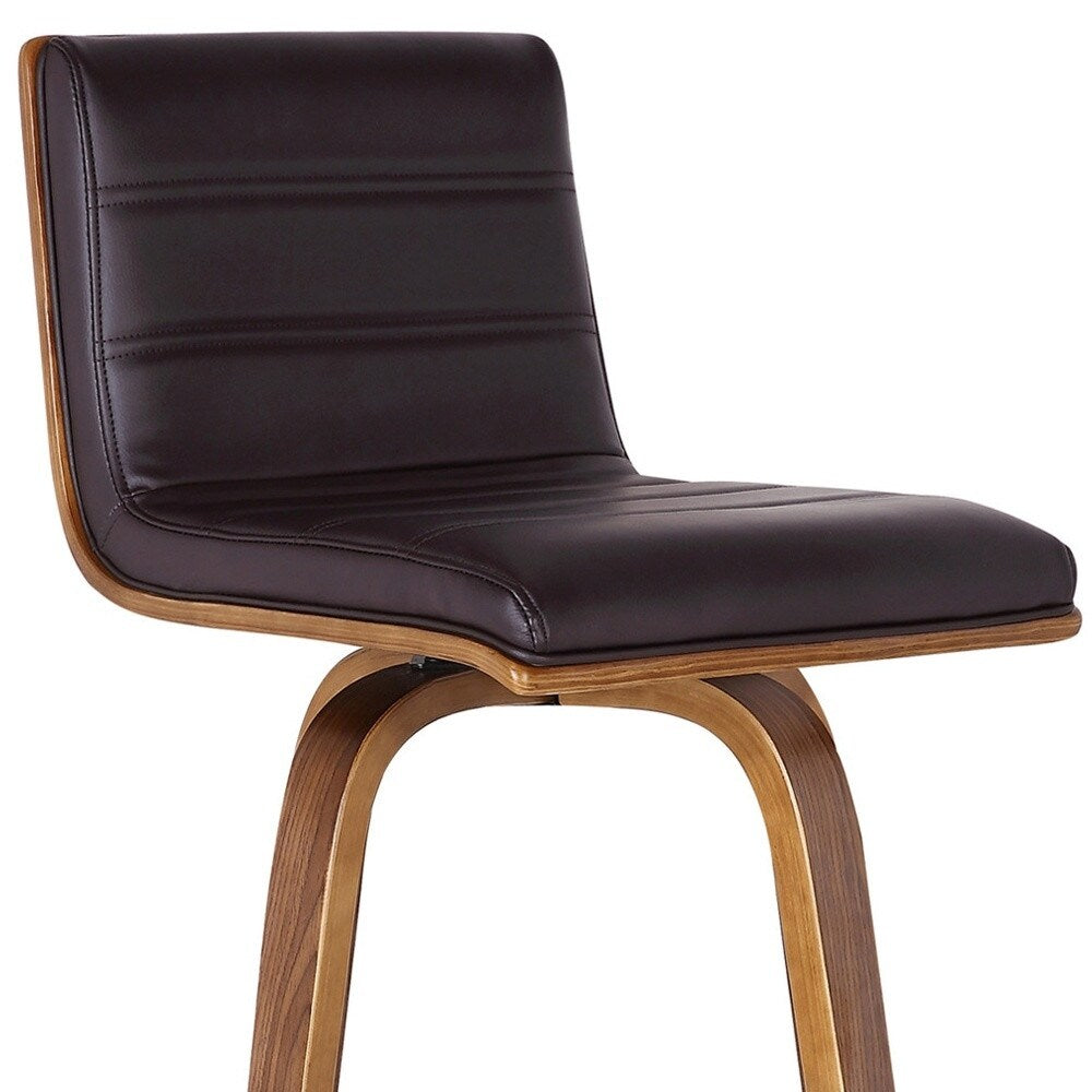 HomeRoots 30" Brown Solid Wood Swivel Low Back Bar Height Bar Chair - 39" x 17" x 20"