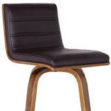 HomeRoots 30" Brown Solid Wood Swivel Low Back Bar Height Bar Chair - 39" x 17" x 20"