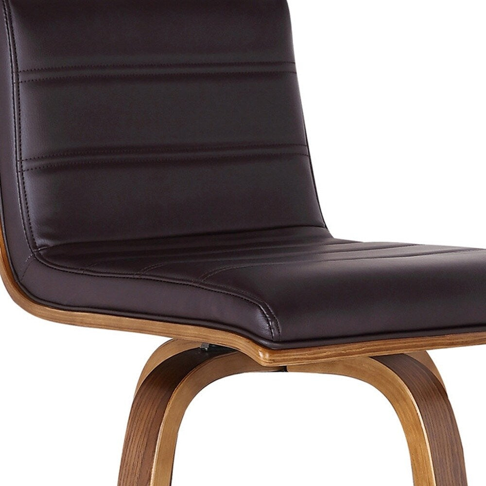 HomeRoots 30" Brown Solid Wood Swivel Low Back Bar Height Bar Chair - 39" x 17" x 20"