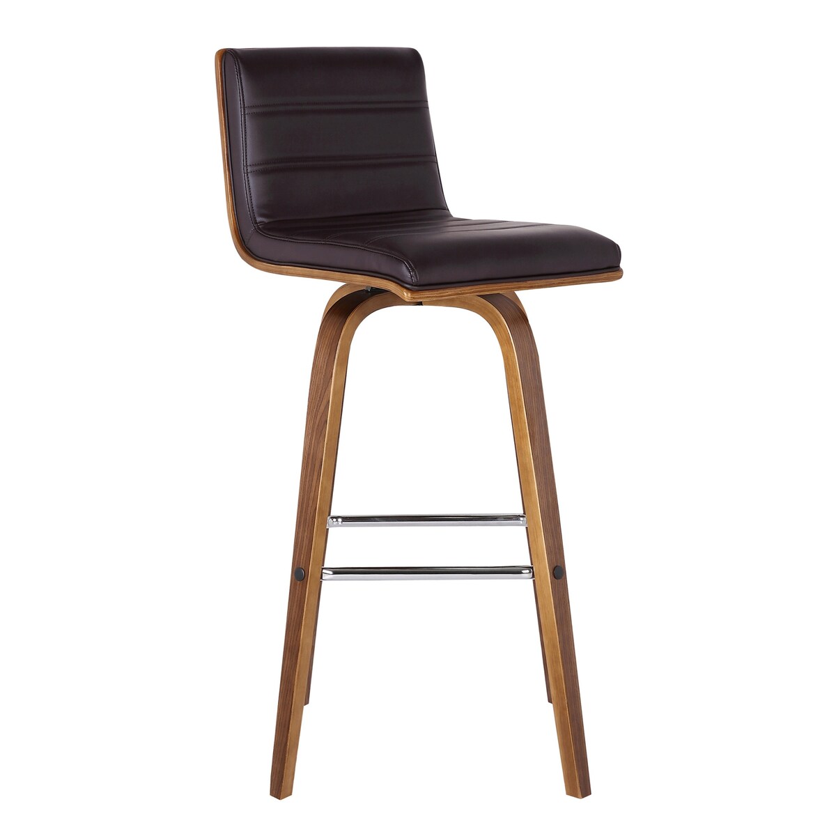 HomeRoots 30" Brown Solid Wood Swivel Low Back Bar Height Bar Chair - 39" x 17" x 20"