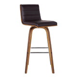 HomeRoots 30" Brown Solid Wood Swivel Low Back Bar Height Bar Chair - 39" x 17" x 20"