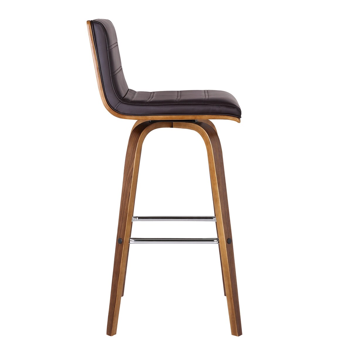 HomeRoots 30" Brown Solid Wood Swivel Low Back Bar Height Bar Chair - 39" x 17" x 20"
