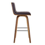 HomeRoots 30" Brown Solid Wood Swivel Low Back Bar Height Bar Chair - 39" x 17" x 20"