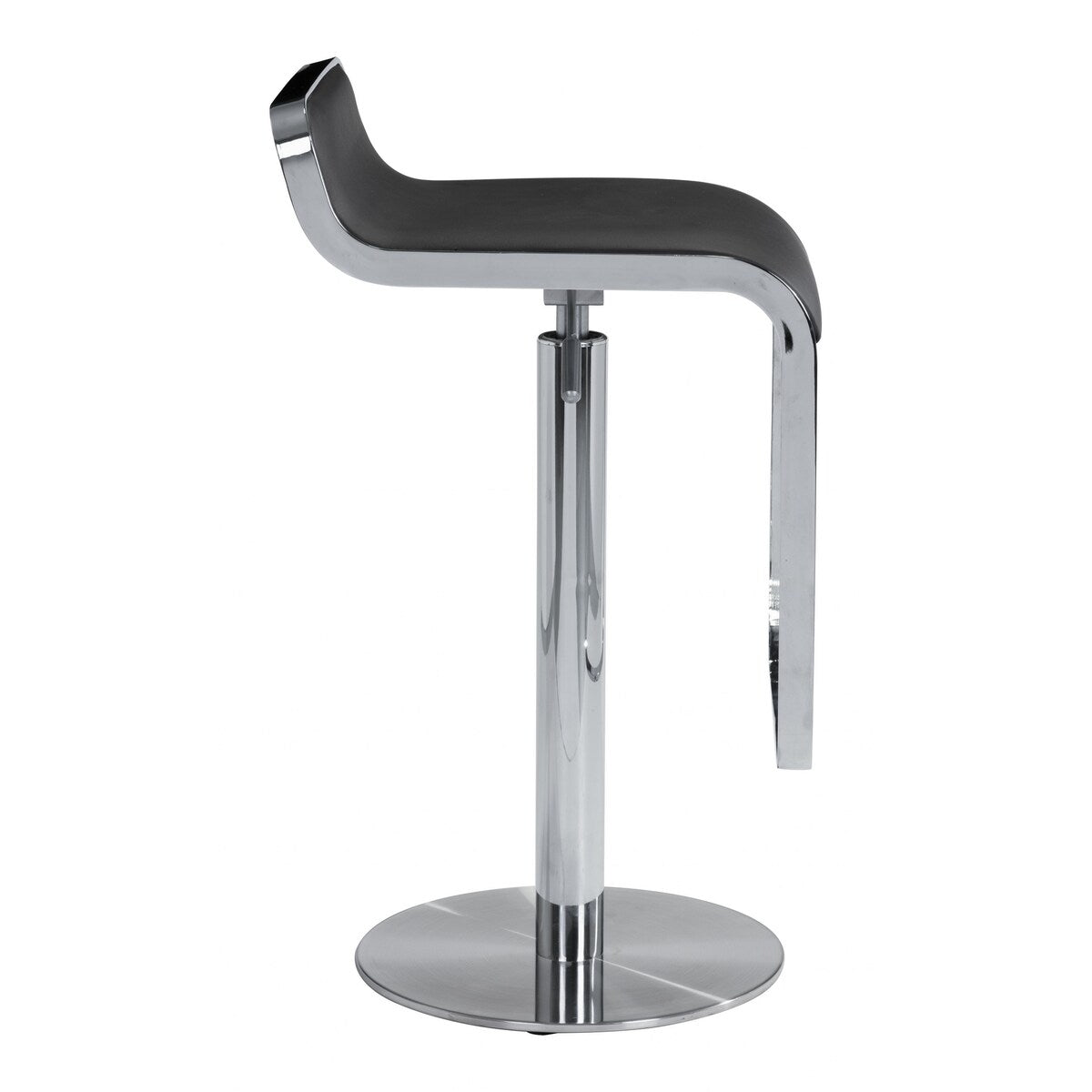 HomeRoots 31" Black And Silver Steel Swivel Backless Adjustable Height Bar Chair With Footrest - 15
