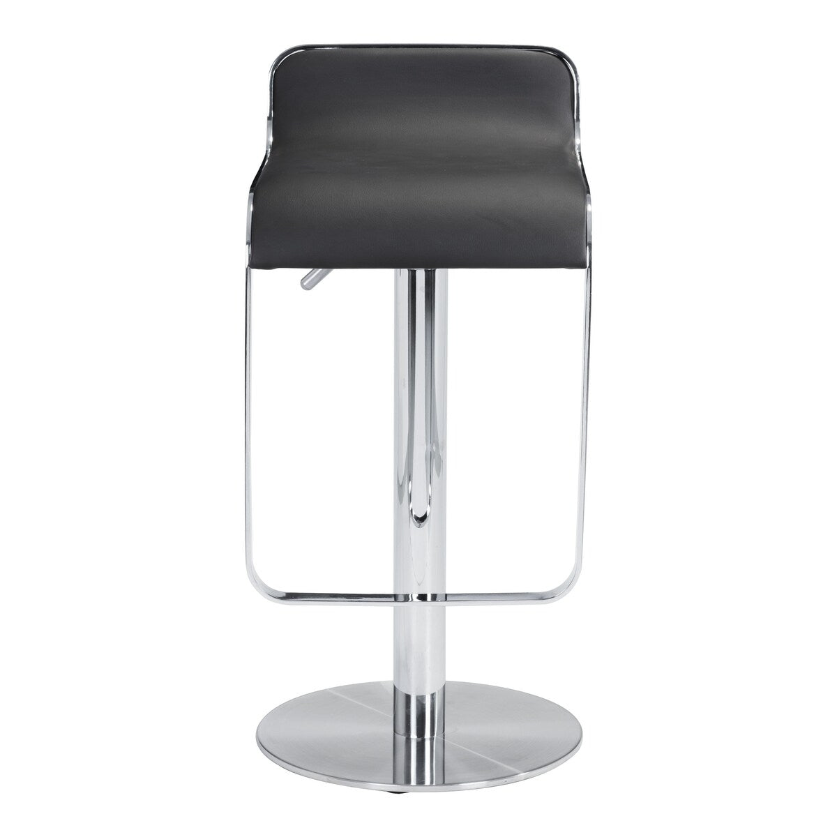 HomeRoots 31" Black And Silver Steel Swivel Backless Adjustable Height Bar Chair With Footrest - 15