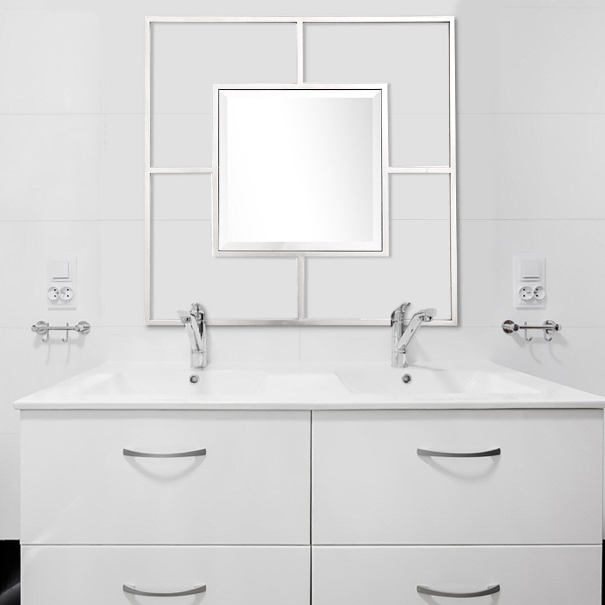 HomeRoots 32" Painted Square Accent Mirror Wall Mounted With Metal Frame - 34