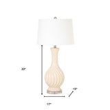 HomeRoots 33" Ivory Curvy Ceramic Table Lamp With White Empire Shade - 17