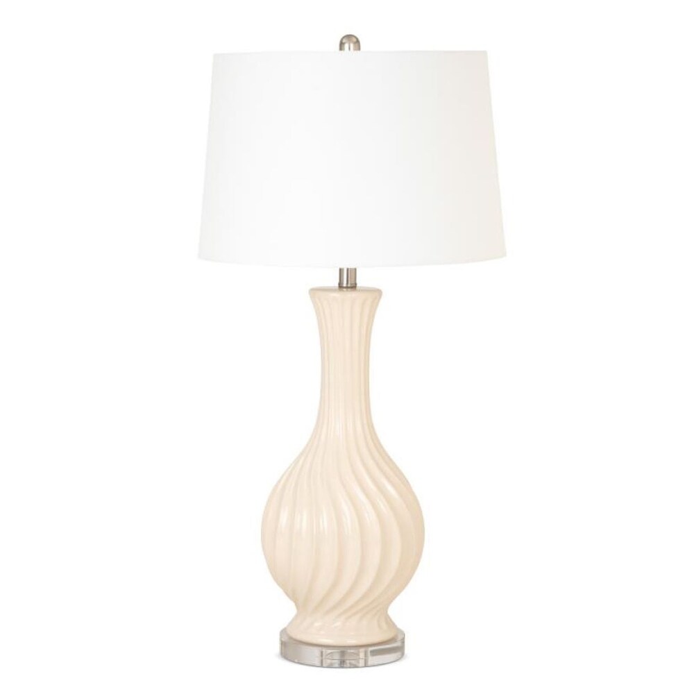 HomeRoots 33" Ivory Curvy Ceramic Table Lamp With White Empire Shade - 17