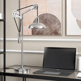 HomeRoots 33" Silver Metal Adjustable Desk Table Lamp With Nickel Dome Shade - 16