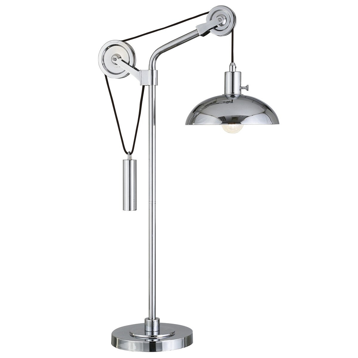 HomeRoots 33" Silver Metal Adjustable Desk Table Lamp With Nickel Dome Shade - 16