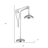 HomeRoots 33" Silver Metal Adjustable Desk Table Lamp With Nickel Dome Shade - 16