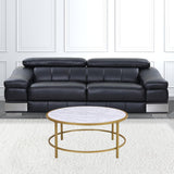 HomeRoots 36" White And Gold Faux Marble Round Coffee Table - 36