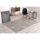 HomeRoots 3' x 8' Ivory and Gray Modern Weathered Runner Rug - 3' x 5' Oval