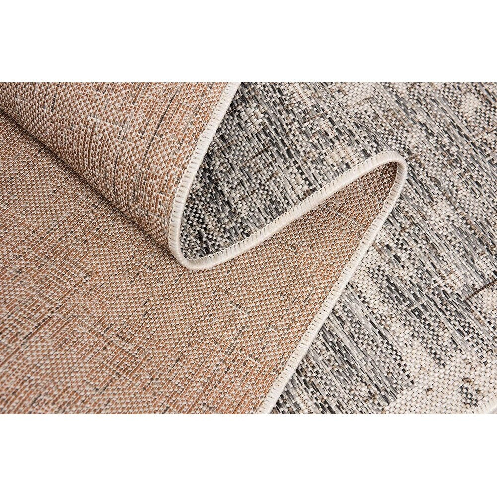 HomeRoots 3' x 8' Ivory and Gray Modern Weathered Runner Rug - 3' x 5' Oval