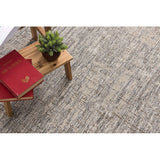 HomeRoots 3' x 8' Ivory and Gray Modern Weathered Runner Rug - 3' x 5' Oval