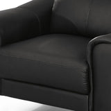 HomeRoots 42" Black Genuine Leather And Silver Solid Color Lounge Chair - 42