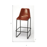 Brown Leather and Iron Bar Stool