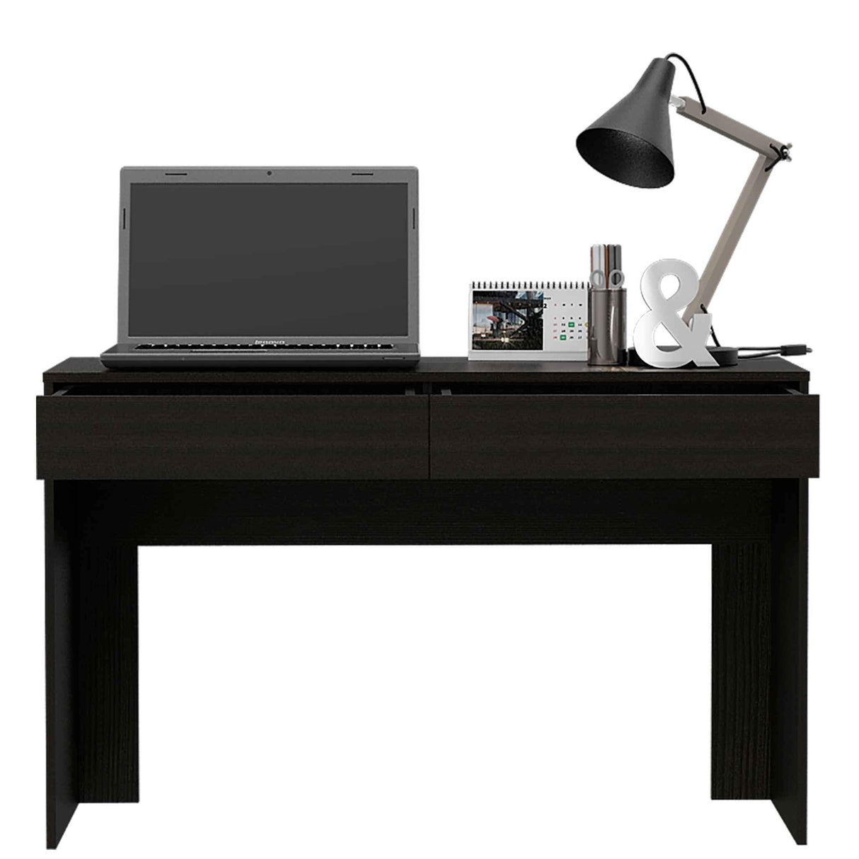 HomeRoots 47" Black Computer Desk with Two Drawers